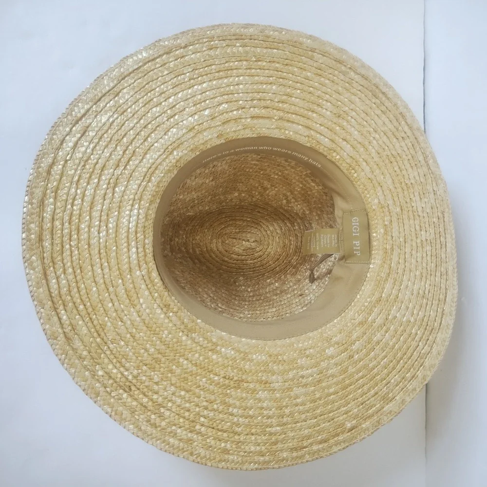 Gigi Pip Straw Sun Hat Womens One Size Wide Brim Fedora Boho